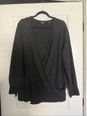torrid Black Wrap-Front Knit Sweater
